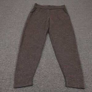 Beyond Threads Pants Womens M Brown Baby Alpaca Knit Jogger Cuffed Elastic Waist
